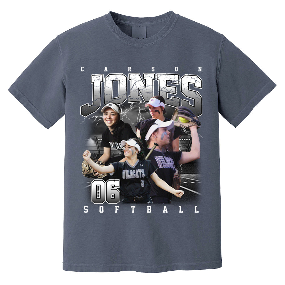 Custom Softball Bootleg Rap Tee - Softball Mom Dad Vintage Graphic Shirt, Team Number Player Name Photo Personalized Shirt
