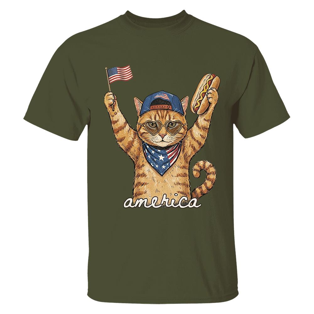 Custom Photo Pet, Patriotic Cat Shirt, Cat Lover Gift, 4th Of July Shirt, America Tee, Independence Day Graphic Nh00