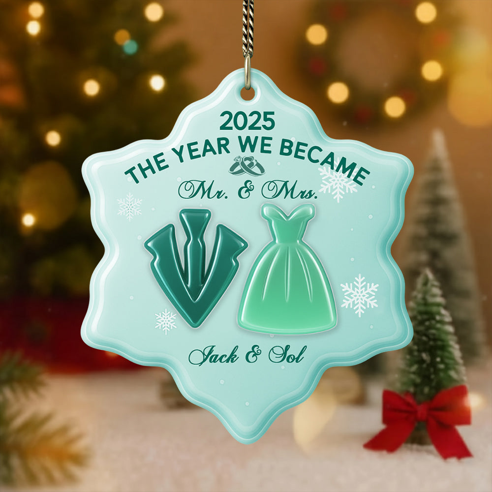 Personalized Wedding Ornament 2025 Christmas Ornament – The Year We Became Mr & Mrs First Christmas Married Ornament Tu24