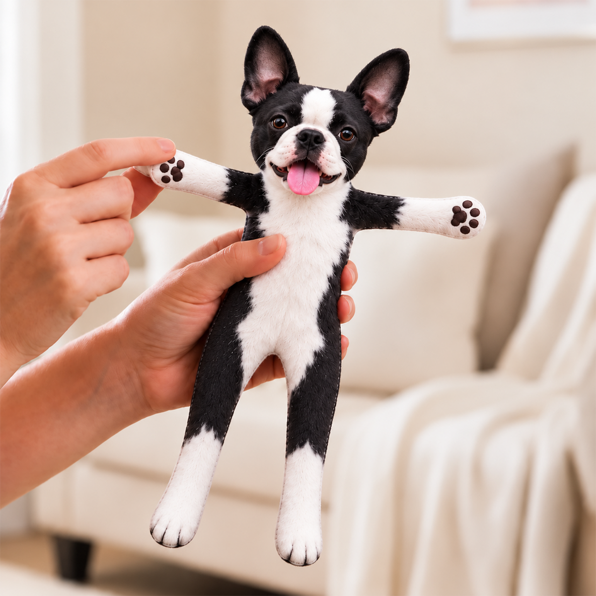 Personalized Boston Terrier Photo Pet Squishy Toy Poseable Plush Doll, Funny Gift For Dog Mom, Dad, Pet Lover T1807 T24 TL06