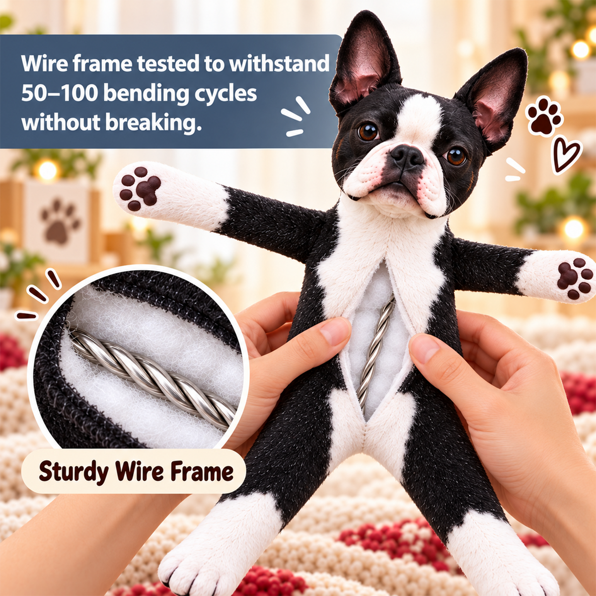Personalized Boston Terrier Photo Pet Squishy Toy Poseable Plush Doll, Funny Gift For Dog Mom, Dad, Pet Lover T1807 T24 TL06