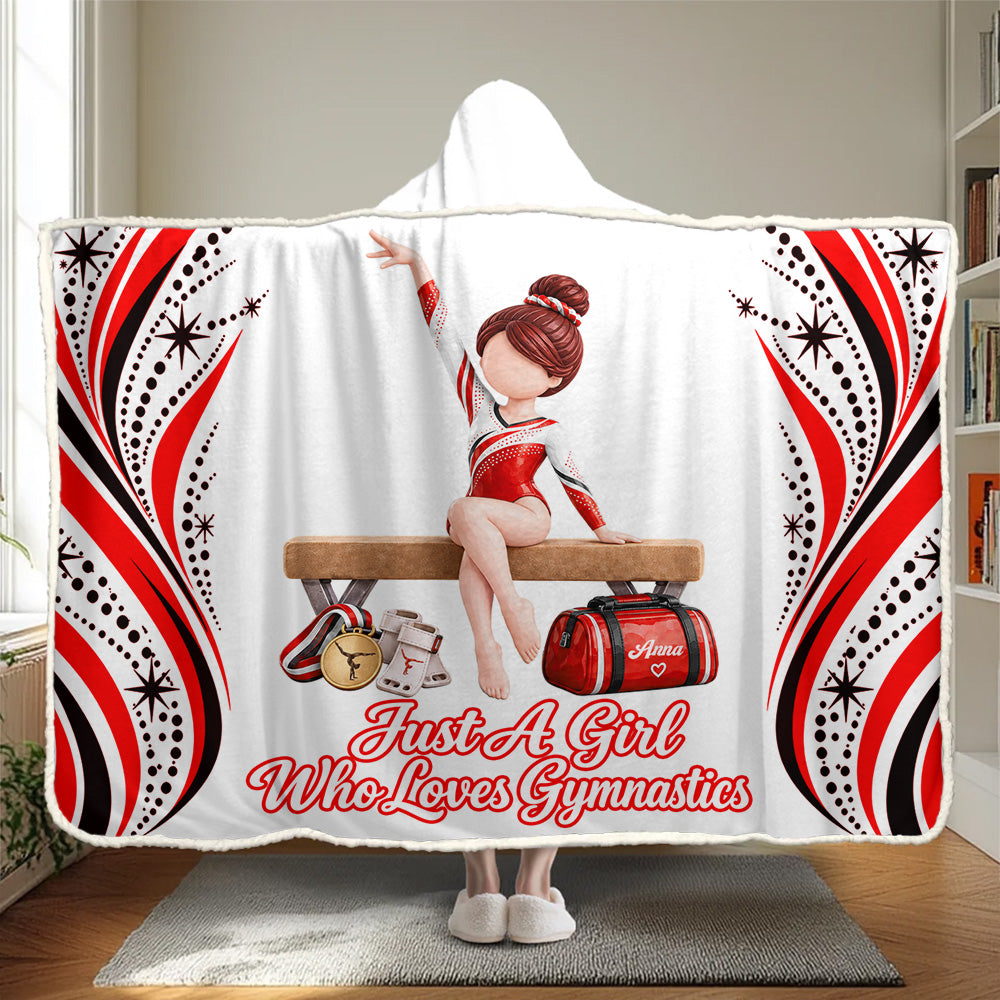 Just A Girl Who Loves Gymnastics, Personalized Gymnastics Wearable Blanket Hoodie For Gymnastics Lovers, Gymnast A2110 T24 VN09