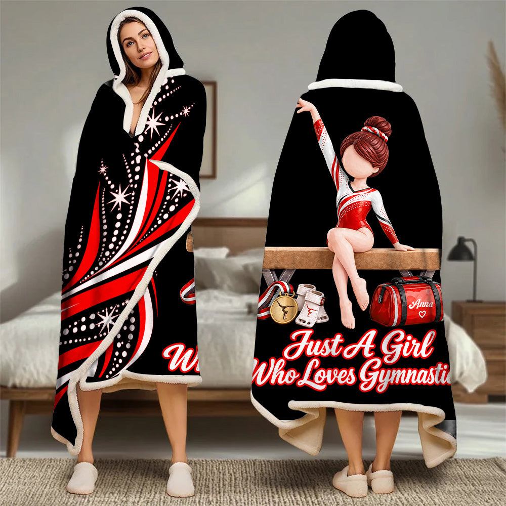 Just A Girl Who Loves Gymnastics, Personalized Gymnastics Wearable Blanket Hoodie For Gymnastics Lovers, Gymnast A2110 T24 VN09