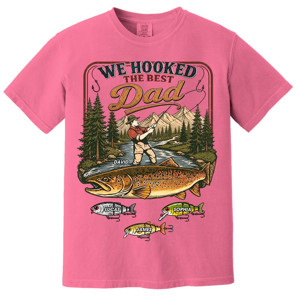 We Hooked The Best Dad, Personalized Fishing Dad Shirt With Custom Kids, Gift For Fishing Fathers Day, Gift For Dad Husband Grandpa MI209 Hv01