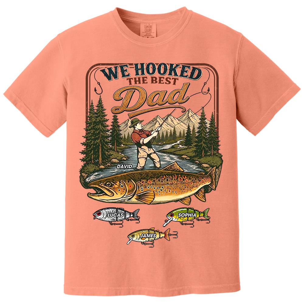 We Hooked The Best Dad, Personalized Fishing Dad Shirt With Custom Kids, Gift For Fishing Fathers Day, Gift For Dad Husband Grandpa MI209 Hv01
