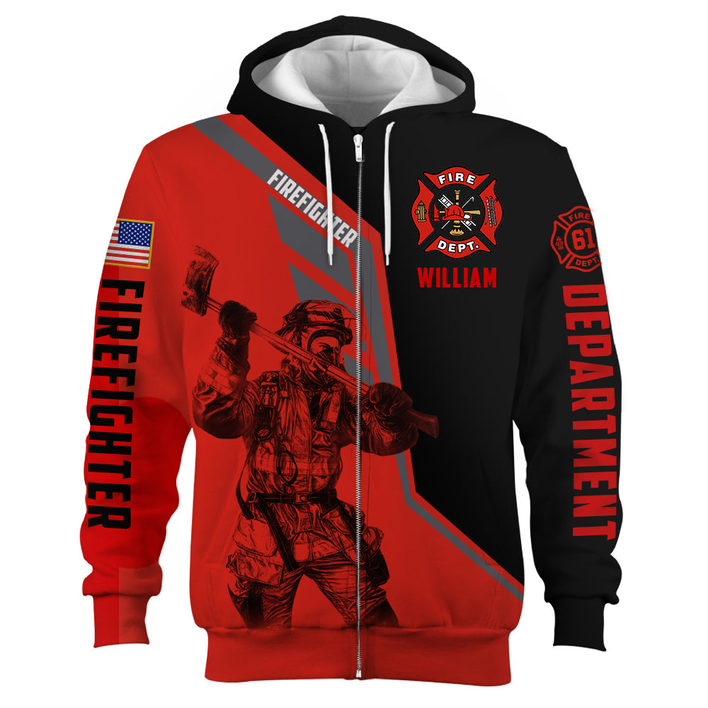 Personalized Shirts Firefighter Custom Name Clipart Number Fireman All Over Print Shirt K1702 Trhn