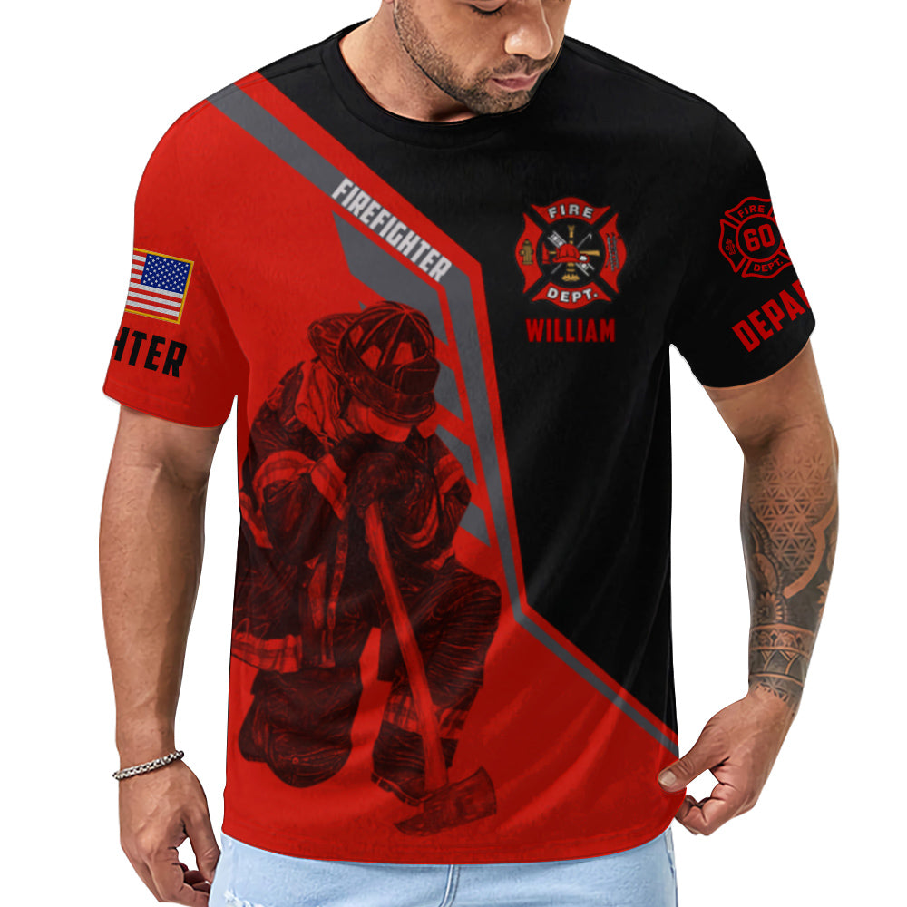 Personalized Shirts Firefighter Custom Name Clipart Number Fireman All Over Print Shirt K1702 Trhn