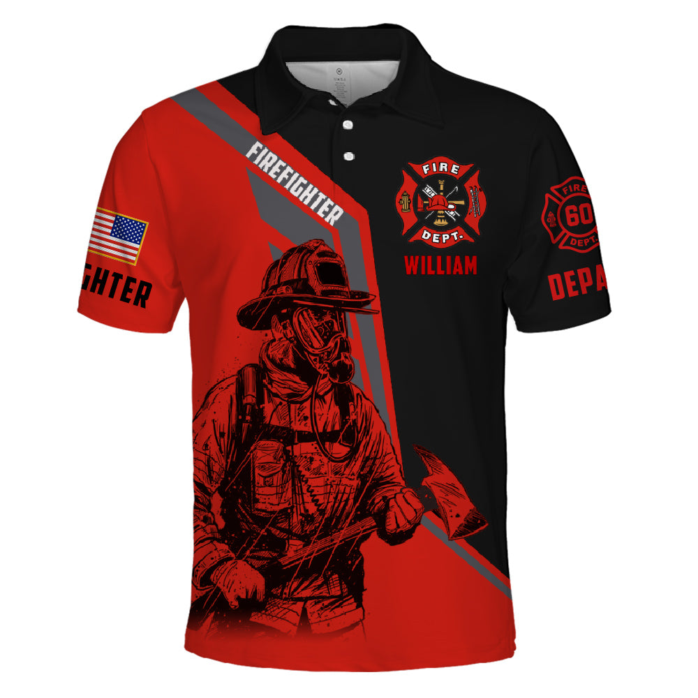 Personalized Shirts Firefighter Custom Name Clipart Number Fireman All Over Print Shirt K1702 Trhn