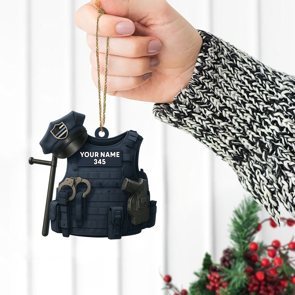 Police Bulletproof Personalized Ornament Gifts For Police Policeman New Do99