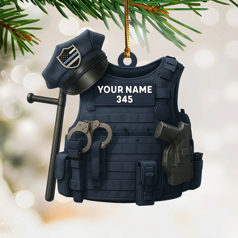 Police Bulletproof Personalized Ornament Gifts For Police Policeman New Do99