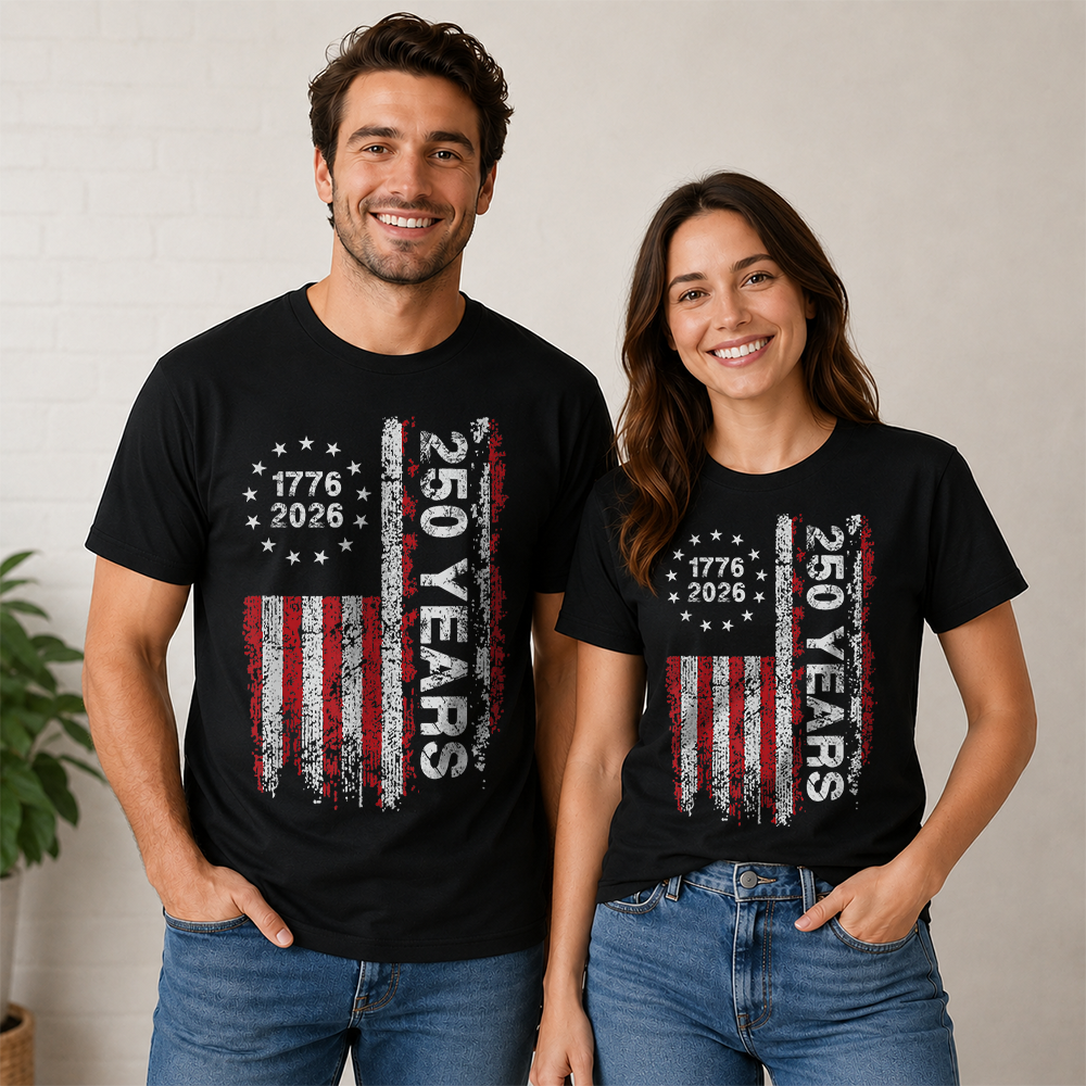 America 250th Anniversary Freedom T-Shirt, Independence Day Patriotic USA Tee Hv01
