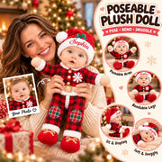 Personalized Baby Photo Squishy Toy, Poseable Plush Doll, Baby’s First Christmas Gift, Funny Gift for Parents T1807 Hv01