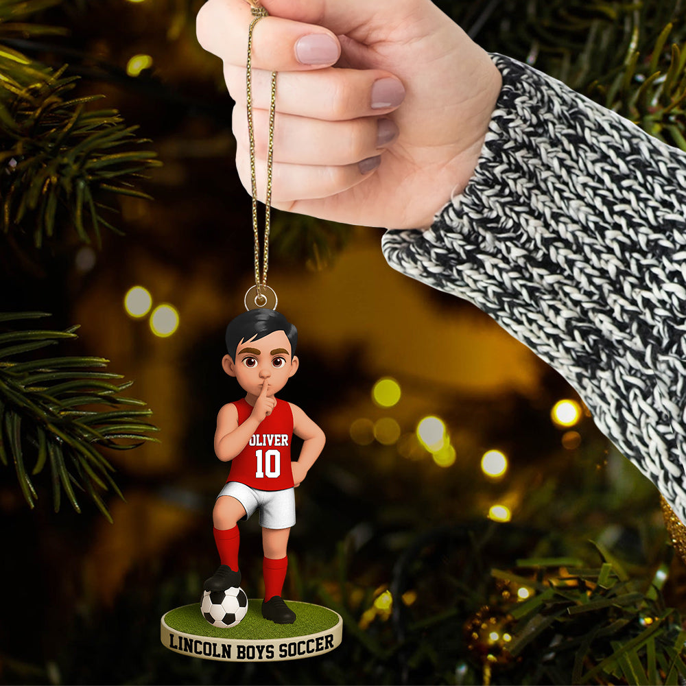 Christmas Soccer Lover, Christmas Ornament, Personalized Acrylic Ornament T1807
