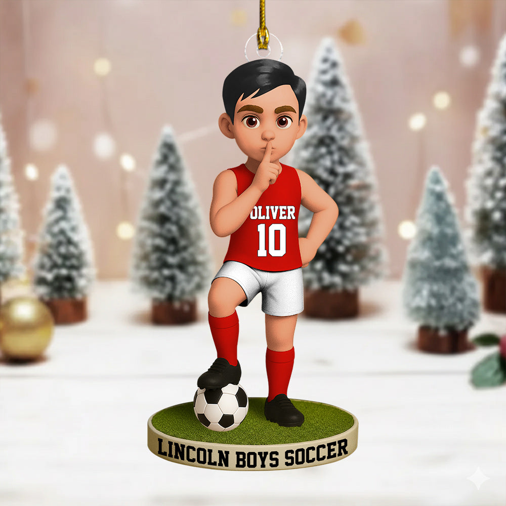 Christmas Soccer Lover, Christmas Ornament, Personalized Acrylic Ornament T1807