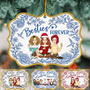 Besties Forever Personalized Toile De Jouy Style Acrylic Ornament Gift For Best Friends, BFF, Sisters Nh00