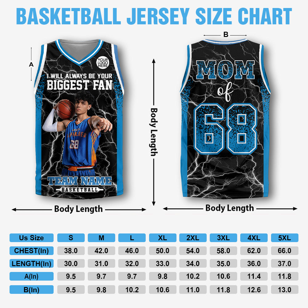 Custom I Will Always Be Your Biggest Fan Basketball Jersey, Photo Basketball Player , Gift For Basketball Mom L0411 Hv01