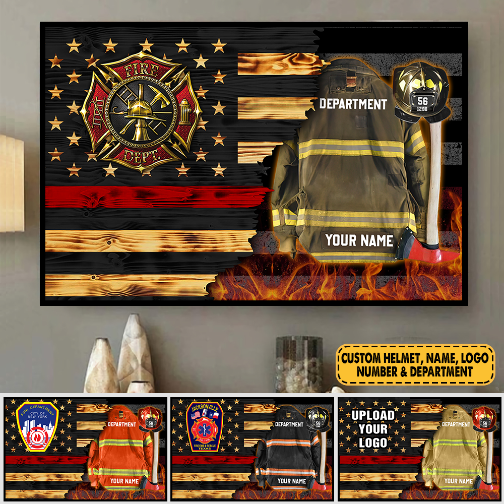 Custom Firefighter Armor Clothes And Helmet Canvas Proud Firefighter Canvas K1702