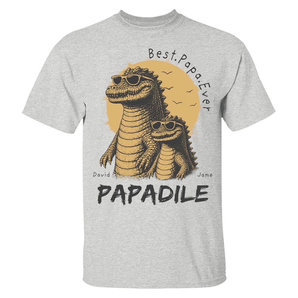 Best Dad Ever -Personalized Dad Crocodile Shirt with Custom Kids Names, Funny Grandpa Family T Shirt for Dad Papa Na02 Hv01