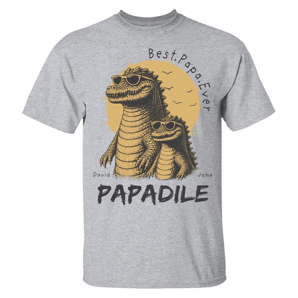 Best Dad Ever -Personalized Dad Crocodile Shirt with Custom Kids Names, Funny Grandpa Family T Shirt for Dad Papa Na02 Hv01