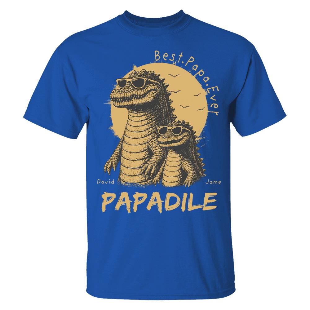 Best Dad Ever -Personalized Dad Crocodile Shirt with Custom Kids Names, Funny Grandpa Family T Shirt for Dad Papa Na02 Hv01