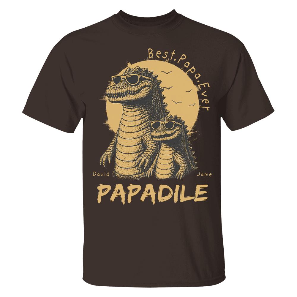 Best Dad Ever -Personalized Dad Crocodile Shirt with Custom Kids Names, Funny Grandpa Family T Shirt for Dad Papa Na02 Hv01