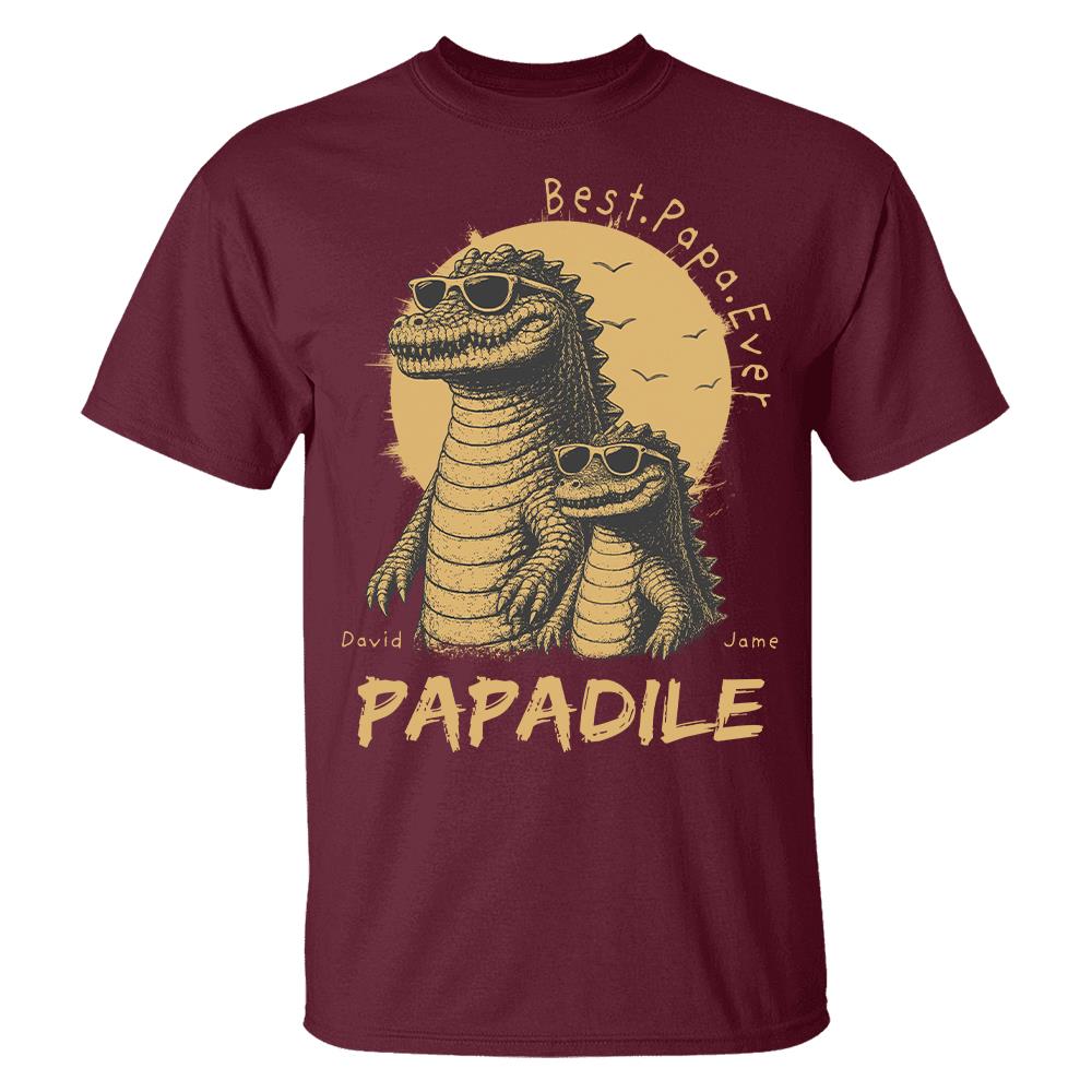 Best Dad Ever -Personalized Dad Crocodile Shirt with Custom Kids Names, Funny Grandpa Family T Shirt for Dad Papa Na02 Hv01