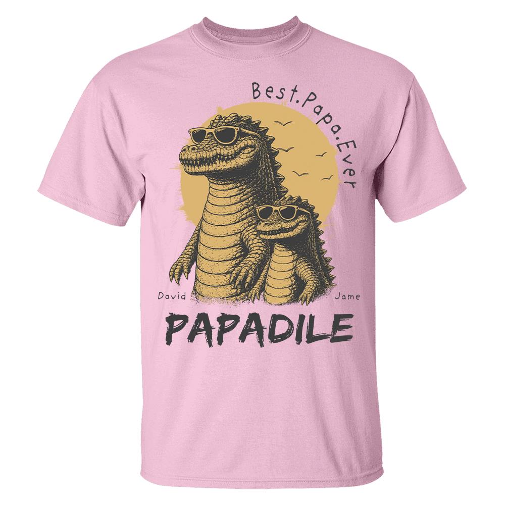 Best Dad Ever -Personalized Dad Crocodile Shirt with Custom Kids Names, Funny Grandpa Family T Shirt for Dad Papa Na02 Hv01