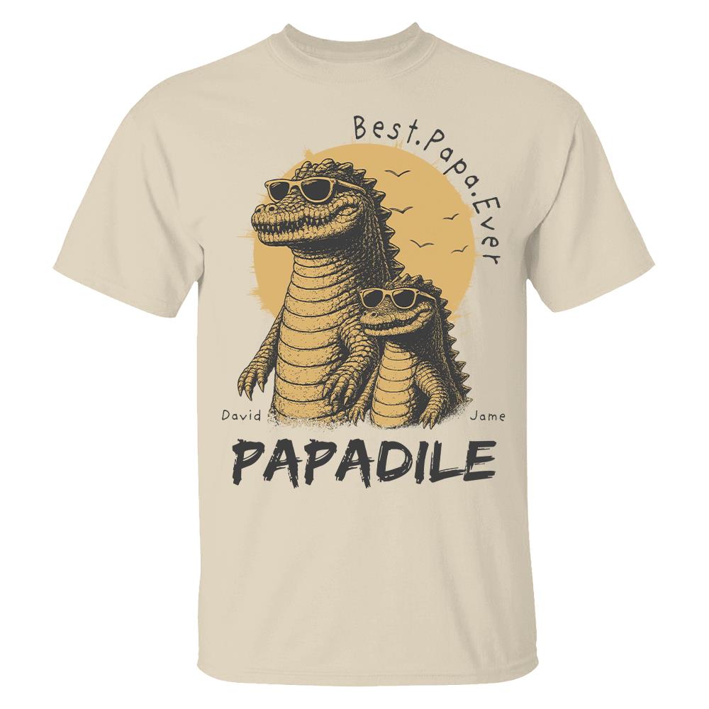 Best Dad Ever -Personalized Dad Crocodile Shirt with Custom Kids Names, Funny Grandpa Family T Shirt for Dad Papa Na02 Hv01