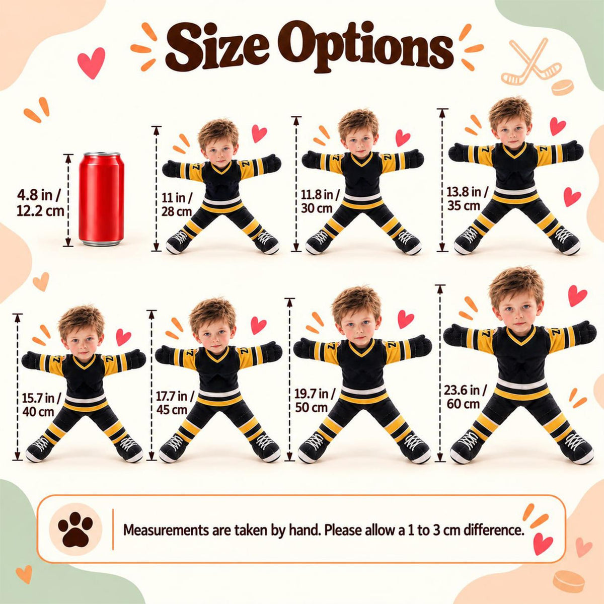 Personalized Ice Hockey Squishy Toy Poseable Plush Doll, Funny Gift For Sport Lovers NA04 Hv01 NT01