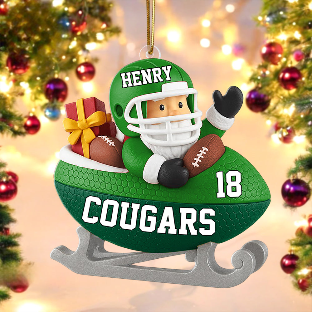 Santa Football Sled Christmas Ornament Persionalized Acrylic Ornament Gift For Sports Fan Gift Tu24