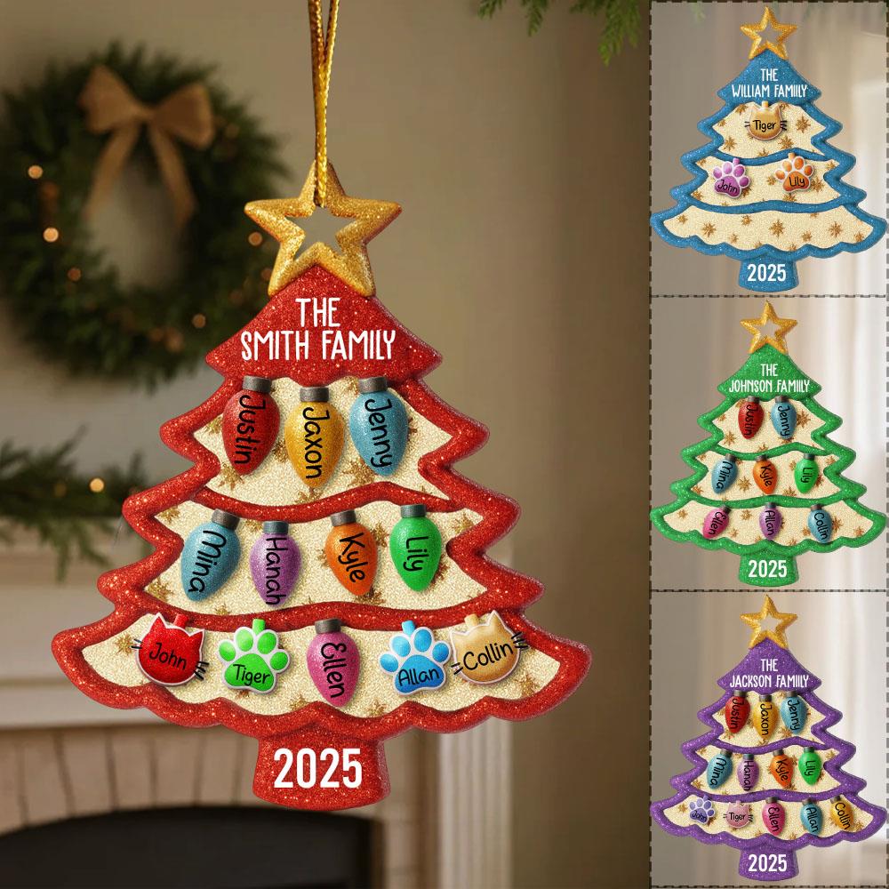 Personalized Family Tree Ornament 2025, Custom Family With Pet Ornament, Large Family Ornament, 2025 Christmas Ornament, Christmas Gifts Nh00