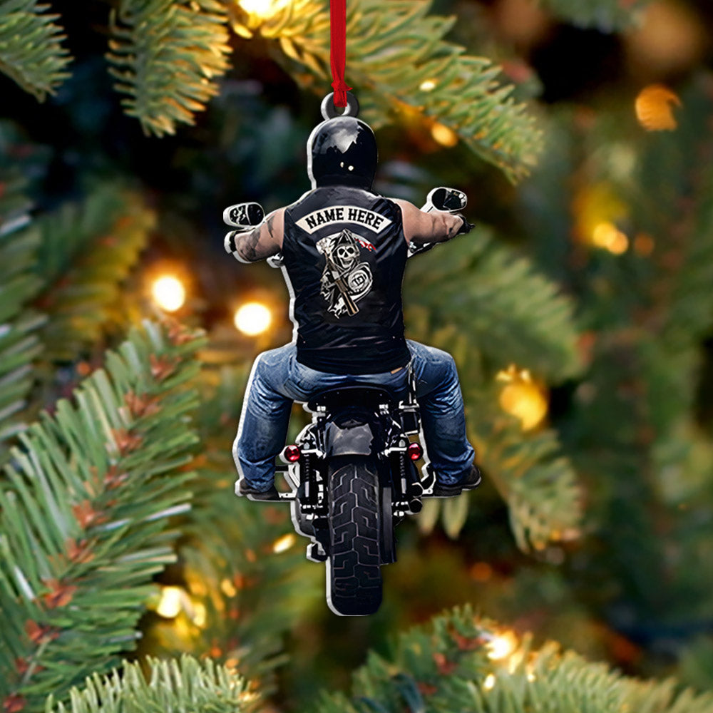 Personalized Ornament Gifts For Biker Custom Ornaments Gift For Bikers - Biker Skull Ornament