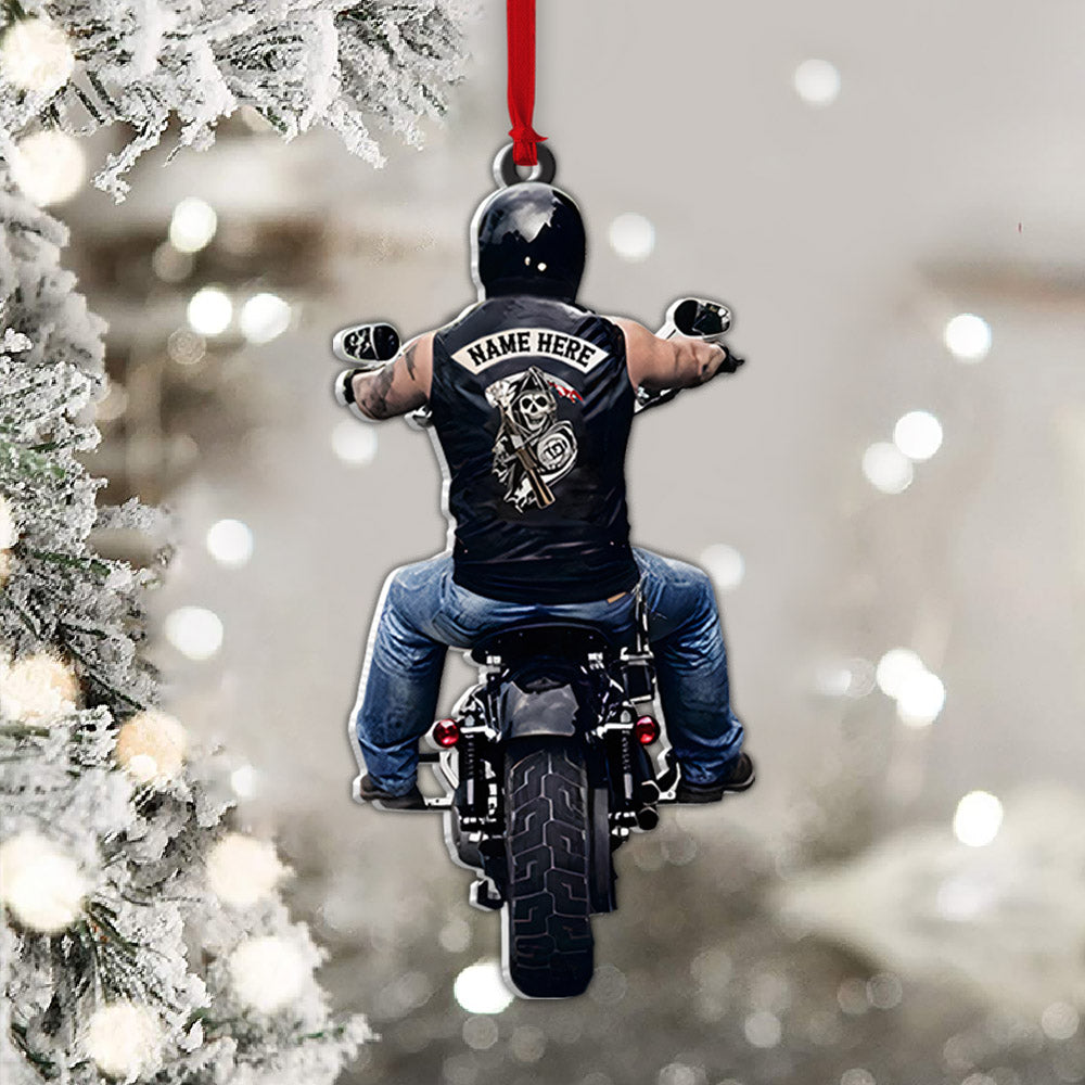 Personalized Ornament Gifts For Biker Custom Ornaments Gift For Bikers - Biker Skull Ornament