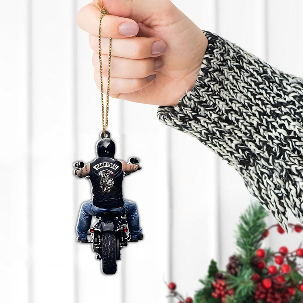 Personalized Ornament Gifts For Biker Custom Ornaments Gift For Bikers - Biker Skull Ornament