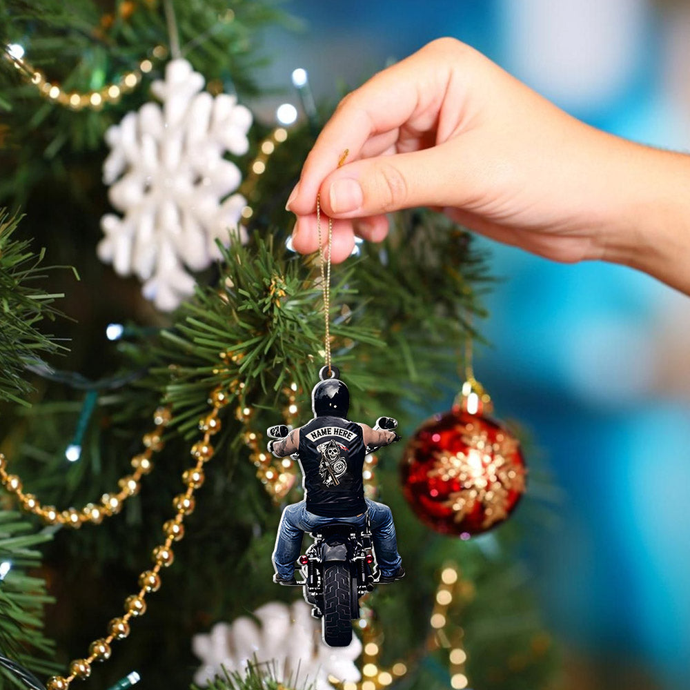 Personalized Ornament Gifts For Biker Custom Ornaments Gift For Bikers - Biker Skull Ornament
