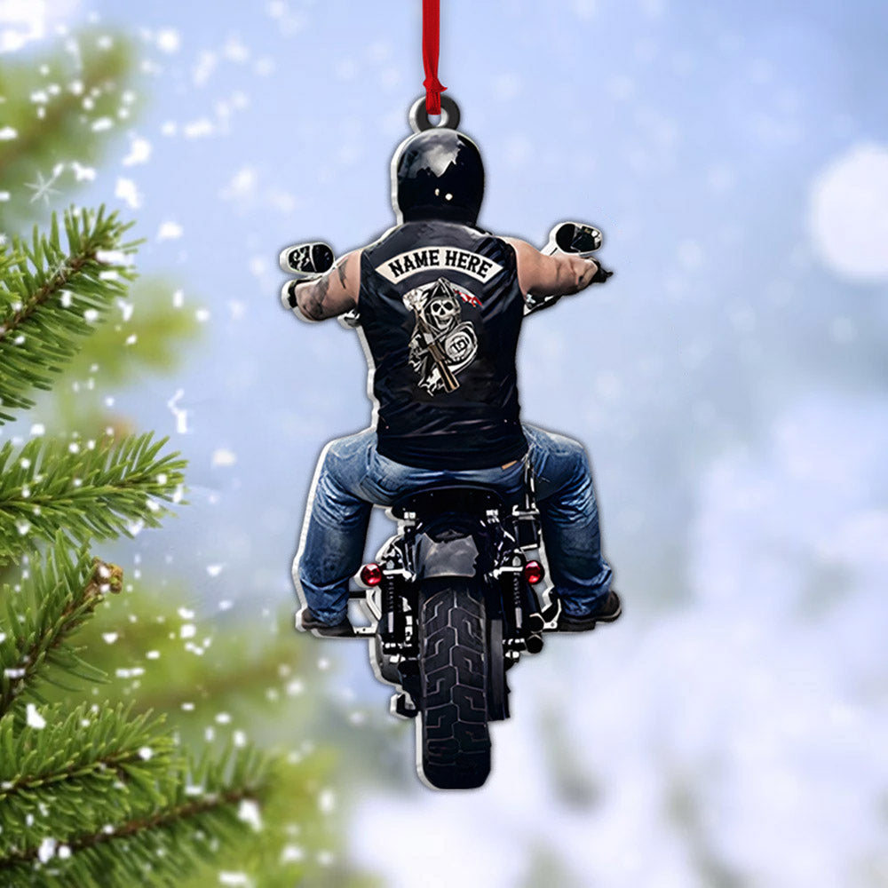 Personalized Ornament Gifts For Biker Custom Ornaments Gift For Bikers - Biker Skull Ornament