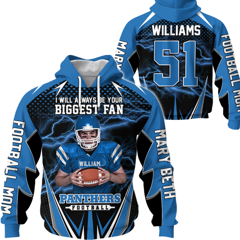 Personalized All Over Print Shirt I Will Always Be Your Biggest Fan Gift For Football Mom Grandma Sport Family K1702