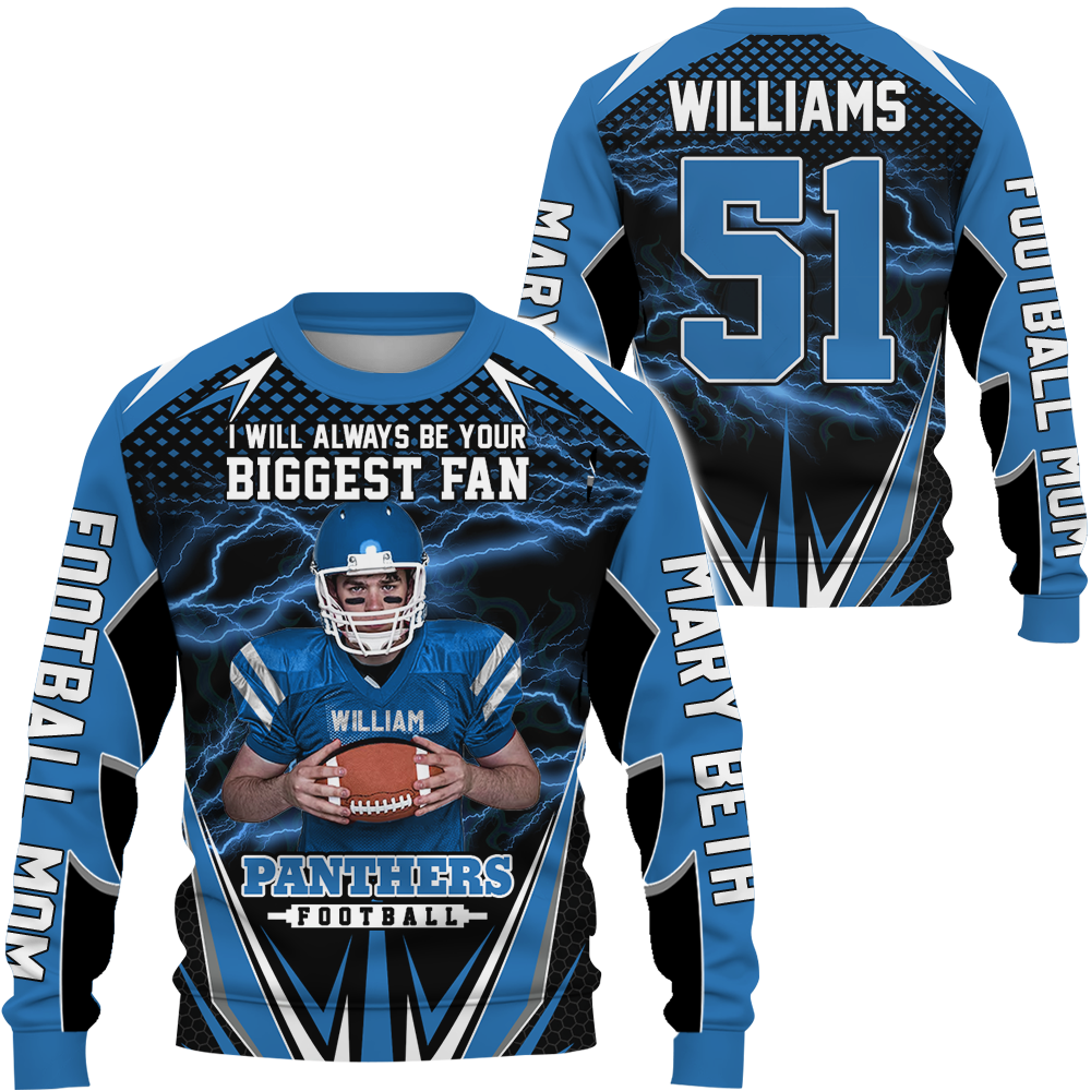 Personalized All Over Print Shirt I Will Always Be Your Biggest Fan Gift For Football Mom Grandma Sport Family K1702